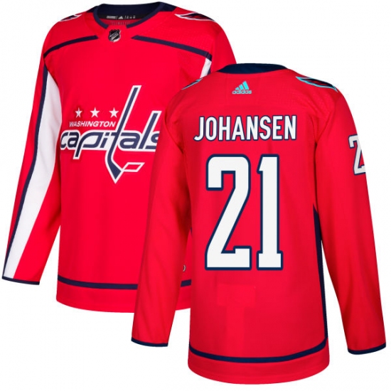 Men's Adidas Washington Capitals #21 Lucas Johansen Authentic Red Home NHL Jersey - Ujersey
