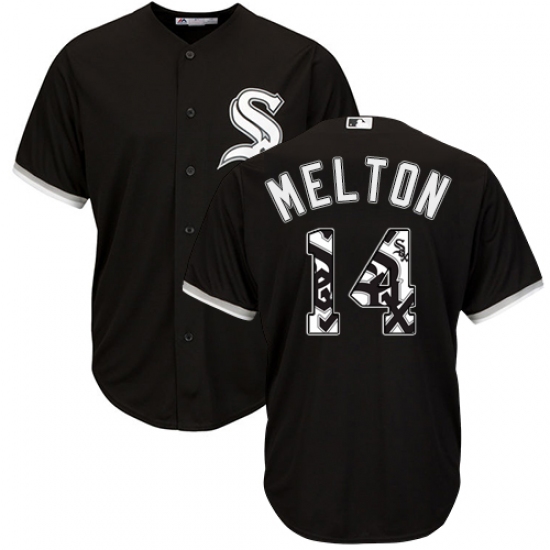 Men's Majestic Chicago White Sox #14 Bill Melton Authentic Black Team Logo Fashion Cool Base MLB Jersey - Ujersey