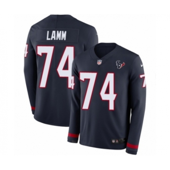 Men's Nike Houston Texans #74 Kendall Lamm Limited Navy Blue Therma Long Sleeve NFL Jersey - Ujersey