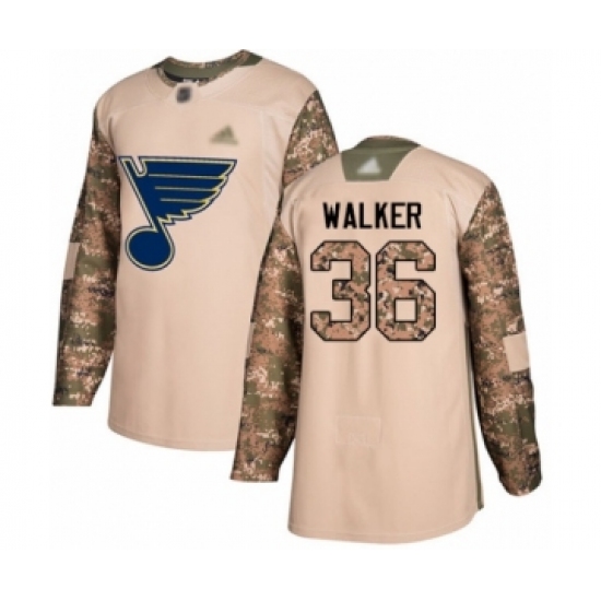 Men's St. Louis Blues #36 Nathan Walker Authentic Camo Veterans Day Practice Hockey Jersey - Ujersey
