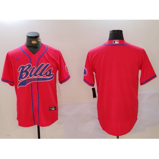 Men's Buffalo Bills Red Team Blank Cool Base Stitched Baseball Jersey - Ujersey