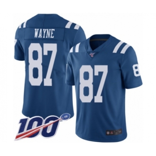 Men's Indianapolis Colts #87 Reggie Wayne Limited Royal Blue Rush Vapor Untouchable 100th Season Football Jersey - Ujersey