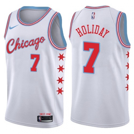 Women's Nike Chicago Bulls #7 Justin Holiday Swingman White NBA Jersey - City Edition - ujerseystore