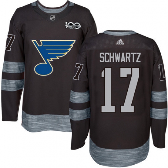 Men's Adidas St. Louis Blues #17 Jaden Schwartz Authentic Black 1917-2017 100th Anniversary NHL Jersey - Ujersey