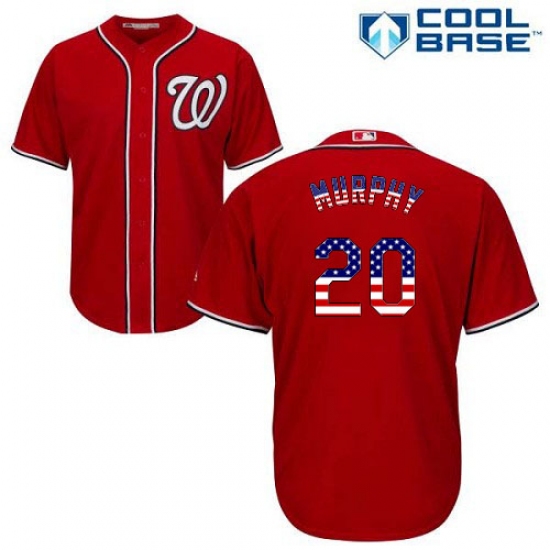 Men's Majestic Washington Nationals #20 Daniel Murphy Authentic Red USA Flag Fashion MLB Jersey