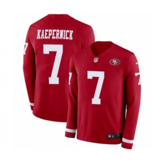 Youth Nike San Francisco 49ers #7 Colin Kaepernick Limited Red Therma Long Sleeve NFL Jersey - Ujersey