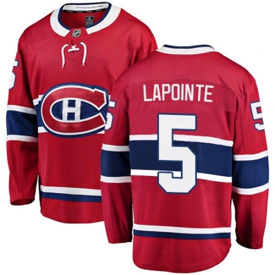 Men's Montreal Canadiens #5 Guy Lapointe Authentic Red Home Fanatics Branded Breakaway NHL Jersey - Ujersey