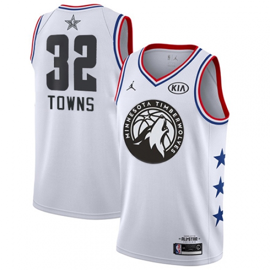Men's Nike Minnesota Timberwolves #32 Karl-Anthony Towns White NBA Jordan Swingman 2019 All-Star Game Jersey - Ujersey