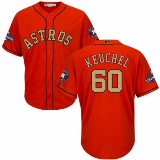 Men's Majestic Houston Astros #60 Dallas Keuchel Replica Orange Alternate 2018 Gold Program Cool Base MLB Jersey - Ujersey