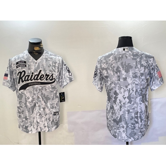 Men's Las Vegas Raiders Blank 2024 Arctic Camo Salute to Service Stitched Baseball Jersey - Ujersey