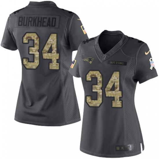 Women's Nike New England Patriots #34 Rex Burkhead Limited Black 2016 Salute to Service NFL Jersey - Ujersey