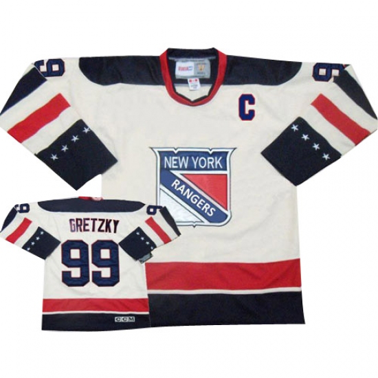 Youth CCM New York Rangers #99 Wayne Gretzky Authentic White Throwback NHL Jersey - Ujersey