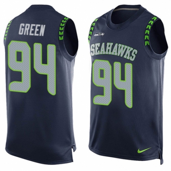 Men's Nike Seattle Seahawks #94 Rasheem Green Limited Steel Blue Player Name & Number Tank Top NFL Jersey - Ujersey
