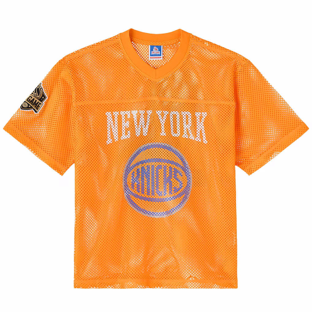 Men's New York Knicks OVO x NBA Orange Mesh Football Fashion Jersey