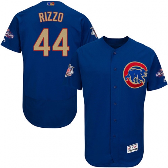 Men's Majestic Chicago Cubs #44 Anthony Rizzo Authentic Royal Blue 2017 Gold Champion Flex Base MLB Jersey - Ujersey