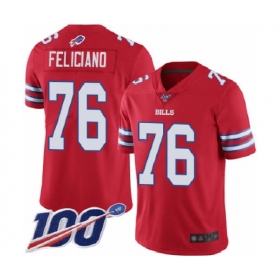 Youth Buffalo Bills #76 Jon Feliciano Limited Red Rush Vapor Untouchable 100th Season Football Jersey - Ujersey