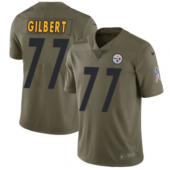 Men's Nike Pittsburgh Steelers #77 Marcus Gilbert Limited Olive 2017 Salute to Service NFL Jersey - Ujersey