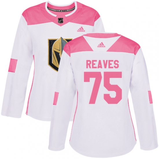 Women's Adidas Vegas Golden Knights #75 Ryan Reaves Authentic White Pink Fashion NHL Jersey - Ujersey