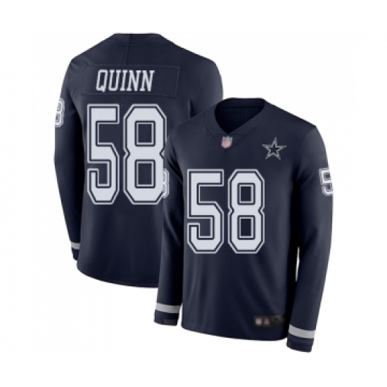 Men's Dallas Cowboys #58 Robert Quinn Limited Navy Blue Therma Long Sleeve Football Jersey - Ujersey