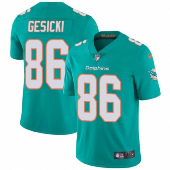 Youth Nike Miami Dolphins #86 Mike Gesicki Aqua Green Team Color Vapor Untouchable Elite Player NFL Jersey - Ujersey