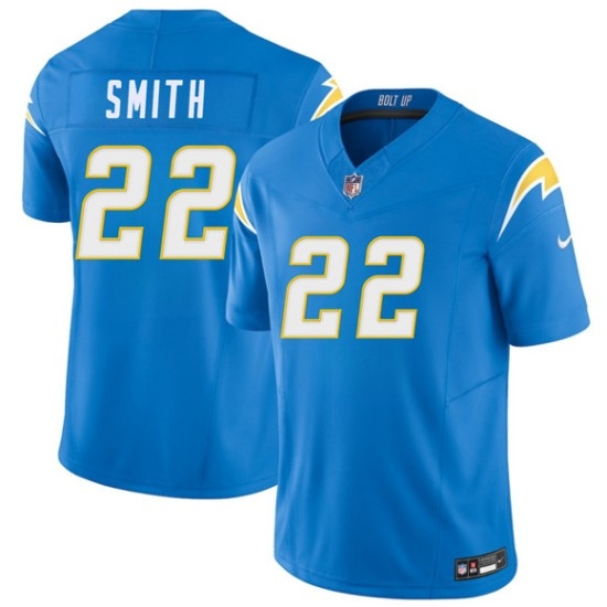 Men's Los Angeles Chargers #22 Genesis Smith Blue 2026 F.U.S.E. Vapor Limited Football Stitched Jersey - Ujersey