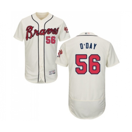Men's Atlanta Braves #56 Darren O Day Cream Alternate Flex Base Authentic Collection Baseball Jersey - Ujersey