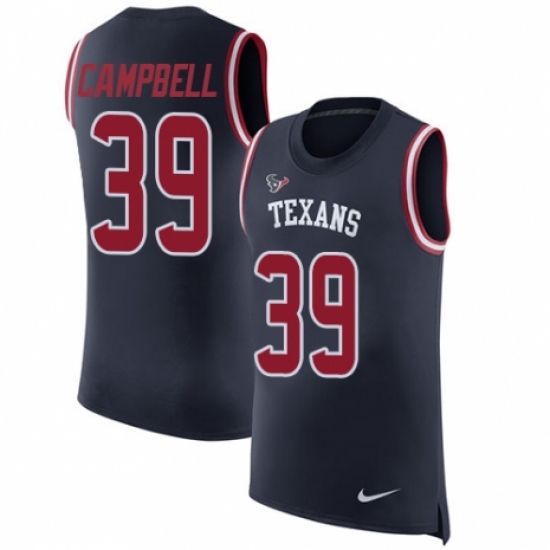 Men's Nike Houston Texans #39 Ibraheim Campbell Navy Blue Rush Player Name & Number Tank Top NFL Jersey - Ujersey