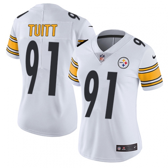 Women's Nike Pittsburgh Steelers #91 Stephon Tuitt White Vapor Untouchable Limited Player NFL Jersey - Ujersey