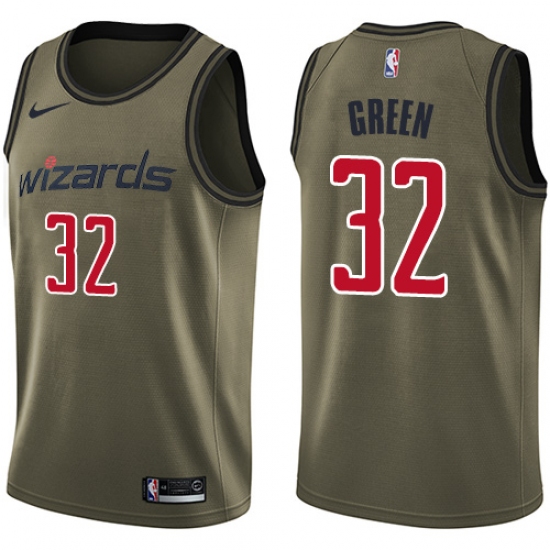 Men's Nike Washington Wizards #32 Jeff Green Swingman Green Salute to Service NBA Jersey - Ujersey