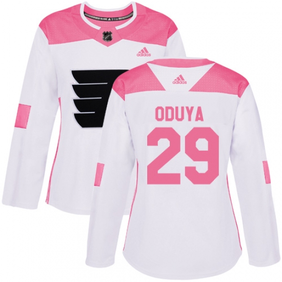 Women's Adidas Philadelphia Flyers #29 Johnny Oduya Authentic White Pink Fashion NHL Jersey - Ujersey