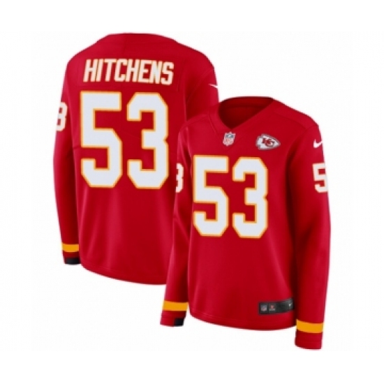 Women's Nike Kansas City Chiefs #53 Anthony Hitchens Limited Red Therma Long Sleeve NFL Jersey - Ujersey