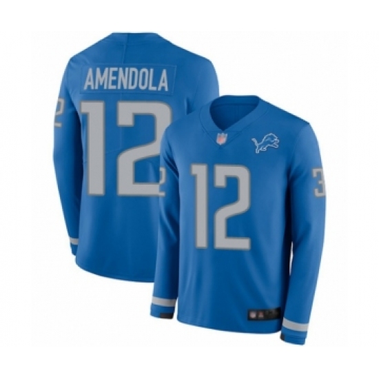Men's Detroit Lions #12 Danny Amendola Limited Blue Therma Long Sleeve Football Jersey - Ujersey