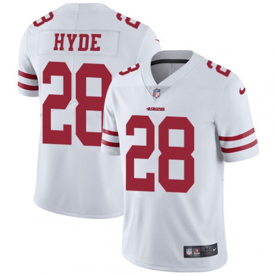 Youth Nike San Francisco 49ers #28 Carlos Hyde White Vapor Untouchable Limited Player NFL Jersey - Ujersey