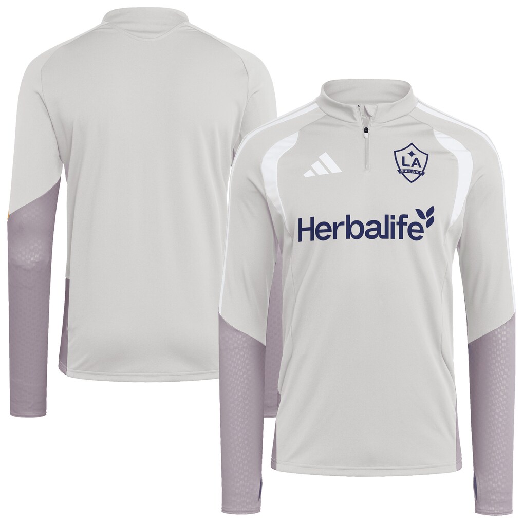 Men's LA Galaxy adidas Silver 2026 Tiro Competition Quarter-Zip Training Top - Ujersey