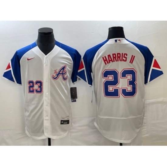 Men's Atlanta Braves #23 Michael Harris II Number White 2023 City Connect Flex Base Stitched Baseball Jersey1 - Ujersey