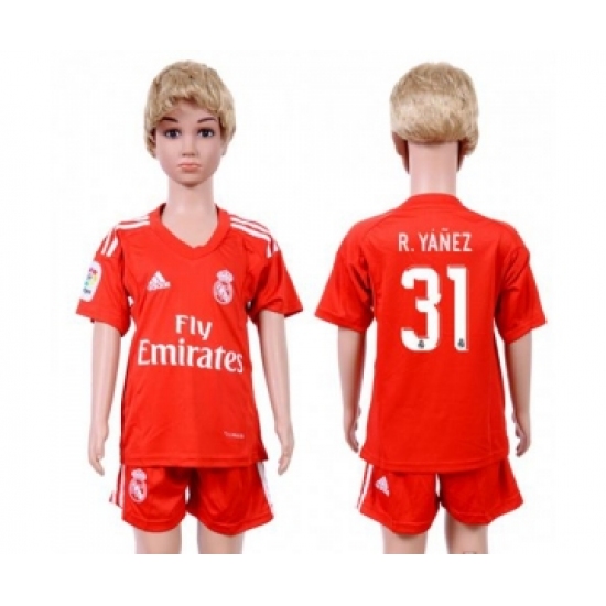 Real Madrid #31 R.Yanez Red Goalkeeper Kid Soccer Club Jersey