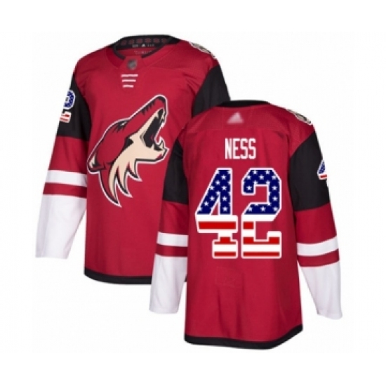 Youth Arizona Coyotes #42 Aaron Ness Authentic Red USA Flag Fashion Hockey Jersey - Ujersey