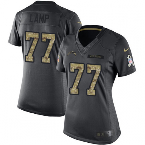 Women's Nike Los Angeles Chargers #77 Forrest Lamp Limited Black 2016 Salute to Service NFL Jersey - Ujersey