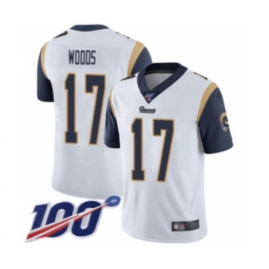 Men's Los Angeles Rams #17 Robert Woods White Vapor Untouchable Limited Player 100th Season Football Jersey - Ujersey