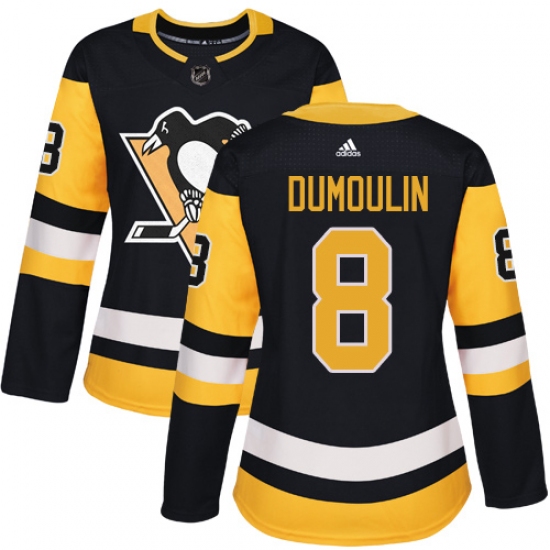 Women's Adidas Pittsburgh Penguins #8 Brian Dumoulin Authentic Black Home NHL Jersey - Ujersey