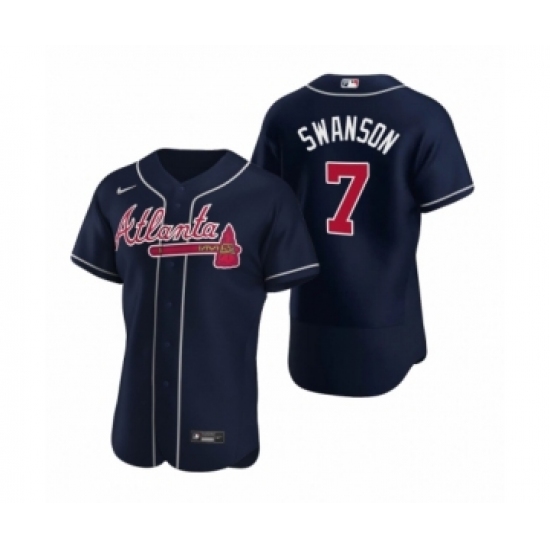 Men's Atlanta Braves #7 Dansby Swanson Nike Navy Authentic 2020 Alternate Jersey - Ujersey