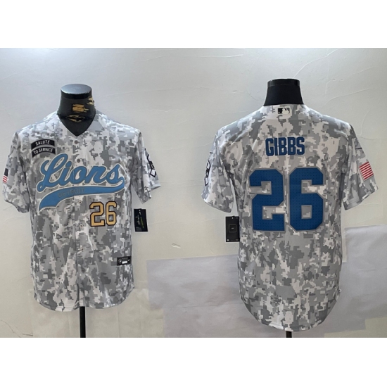 Men's Detroit Lions #26 Jahmyr Gibbs 2024 Arctic Camo Salute To Service Stitched Baseball Jerseys - Ujersey