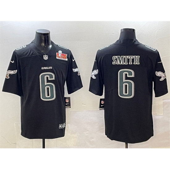 Men's Philadelphia Eagles #6 DeVonta Smith Black 2025 Super Bowl LIX Fashion New Vapor Untouchable Limited Stitched Football Jersey - Ujersey