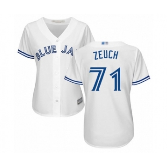 Women's Toronto Blue Jays #71 T.J. Zeuch Authentic White Home Baseball Player Jersey - Ujersey