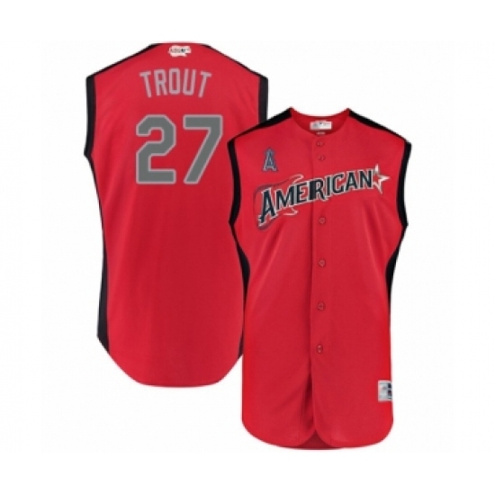 Youth Los Angeles Angels of Anaheim #27 Mike Trout Authentic Red American League 2019 Baseball All-Star Jersey - Ujersey