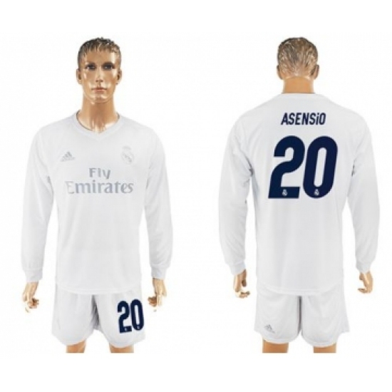 Real Madrid #20 Asensio Marine Environmental Protection Home Long Sleeves Soccer Club Jersey