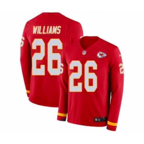 Men's Nike Kansas City Chiefs #26 Damien Williams Limited Red Therma Long Sleeve NFL Jersey - Ujersey