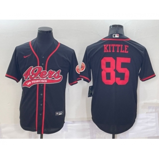 Men's San Francisco 49ers #85 George Kittle Black Stitched Cool Base Nike Baseball Jersey - Ujersey