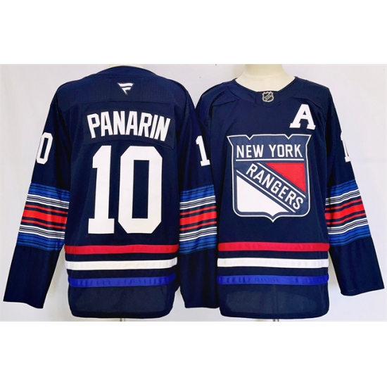 Men's New York Rangers #10 Artemi Panarin Navy 2024-25 Stitched Jersey - Ujersey