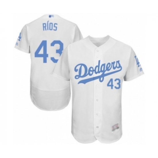 Men's Los Angeles Dodgers #43 Edwin Rios Authentic White 2016 Father's Day Fashion Flex Base Baseball Player Jersey - Ujersey